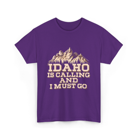 Idaho Is Calling Idaho Mountains T-Shirt - Purple