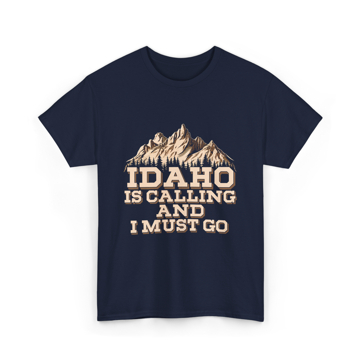 Idaho Is Calling Idaho Mountains T-Shirt - Navy