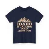 Idaho Is Calling Idaho Mountains T-Shirt - Navy