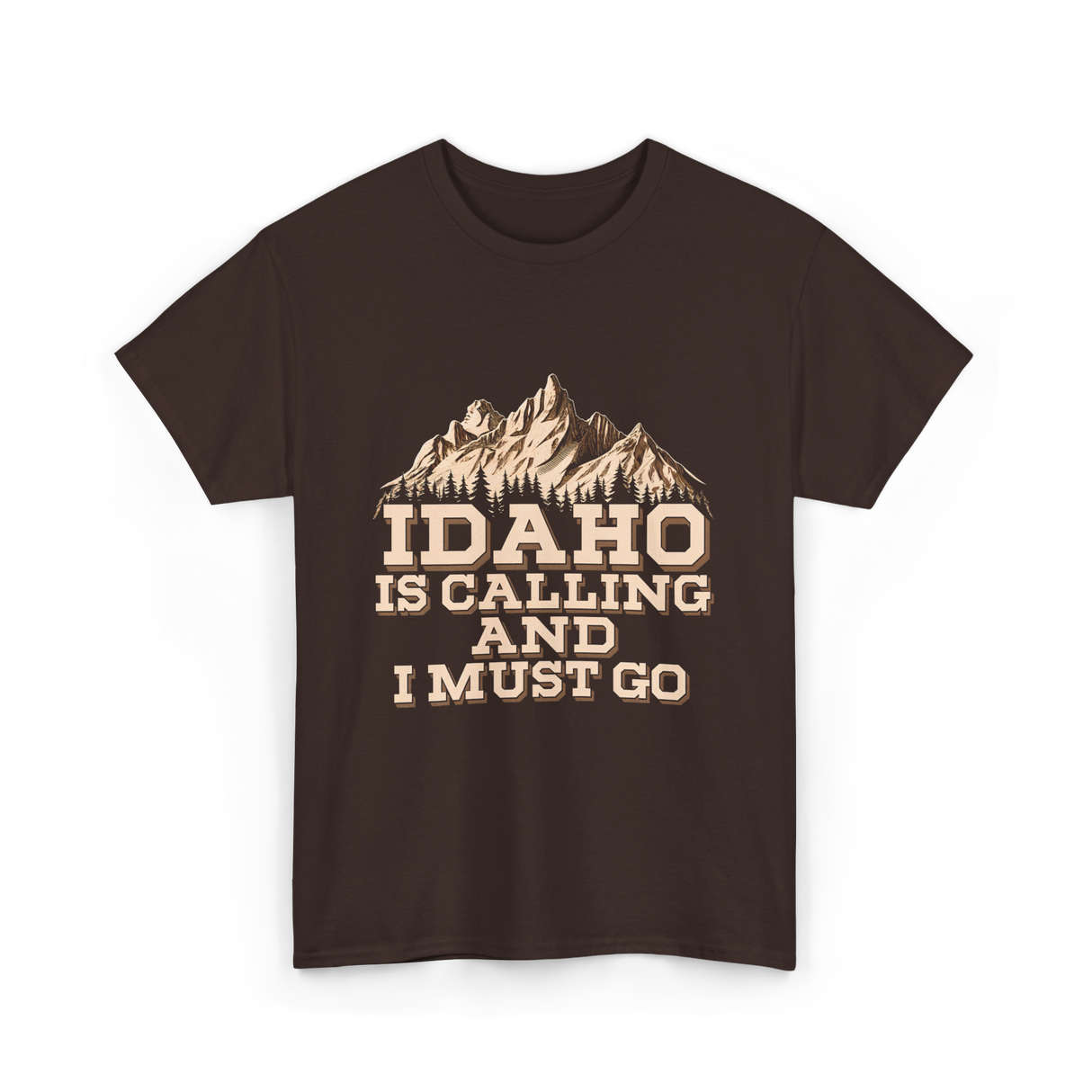 Idaho Is Calling Idaho Mountains T-Shirt - Dark Chocolate