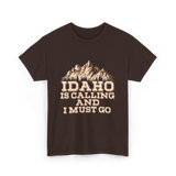 Idaho Is Calling Idaho Mountains T-Shirt - Dark Chocolate