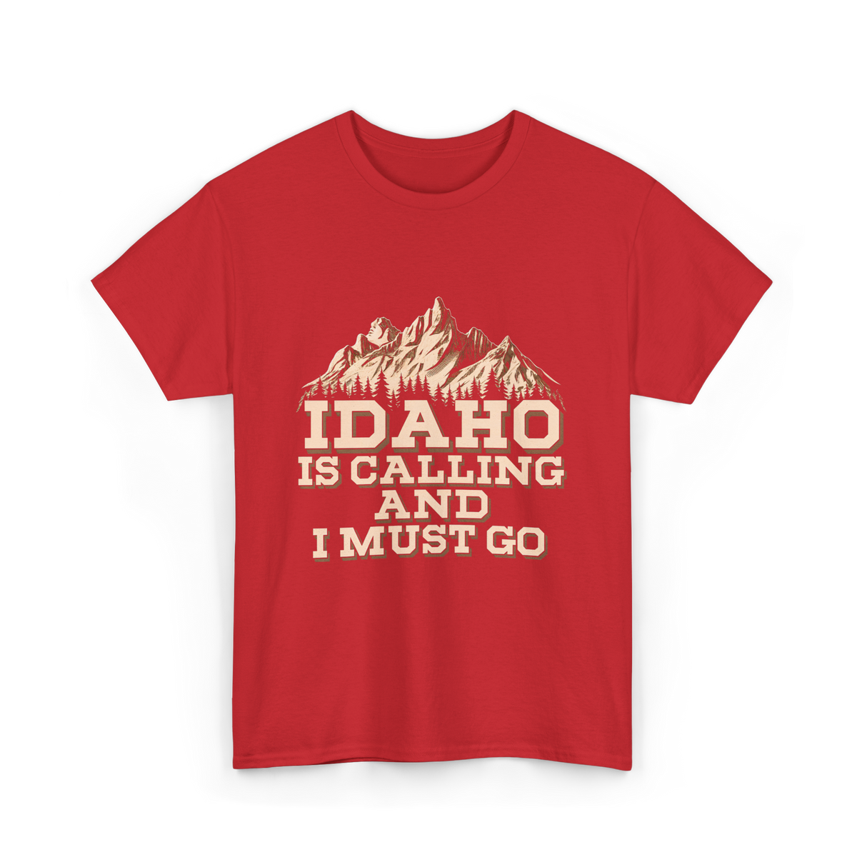 Idaho Is Calling Idaho Mountains T-Shirt - Red