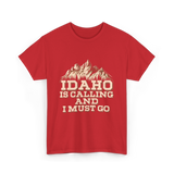 Idaho Is Calling Idaho Mountains T-Shirt - Red