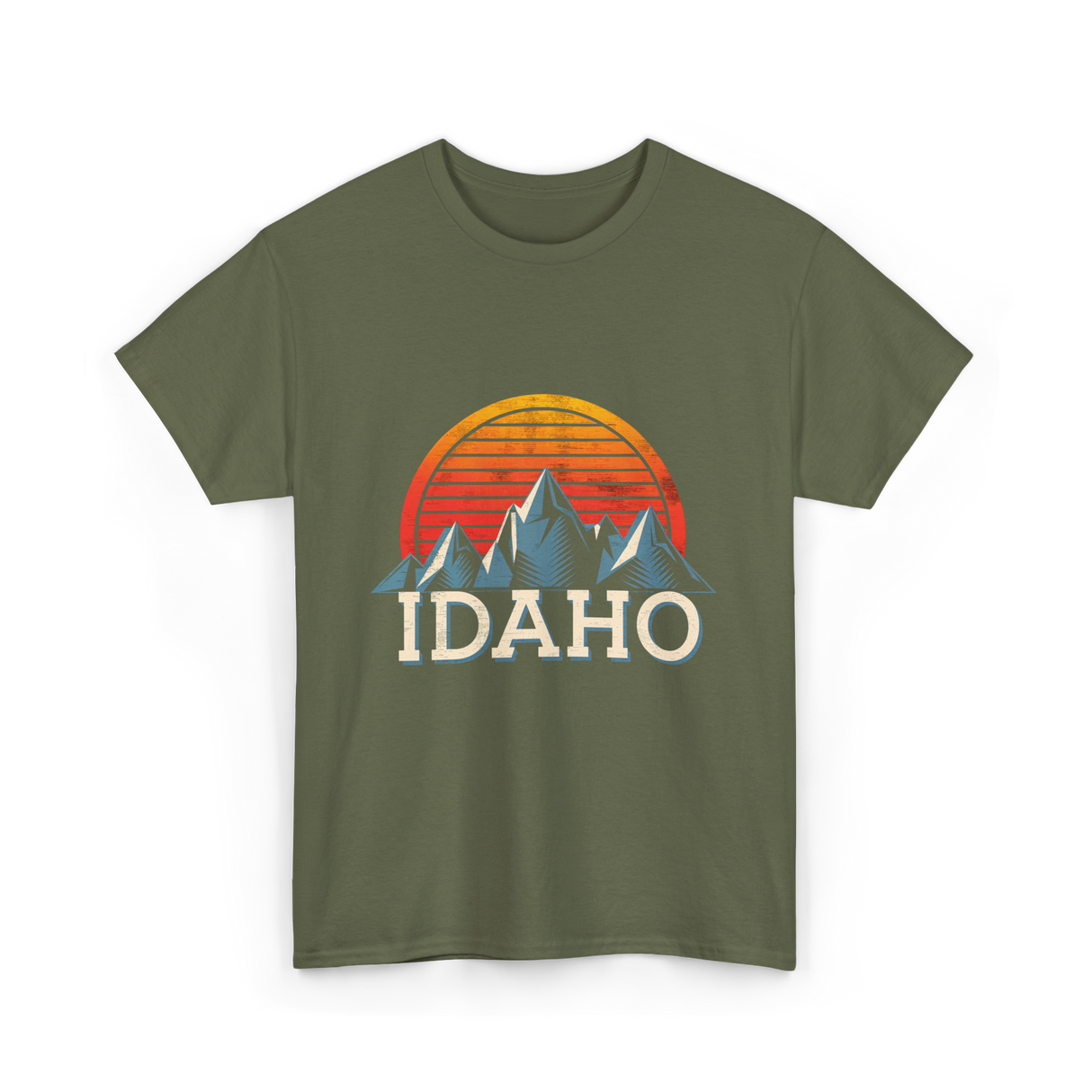 Idaho Mountains Nature Adventure T-Shirt - Military Green