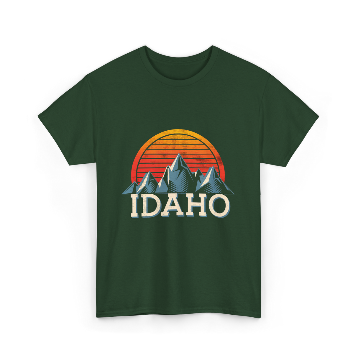 Idaho Mountains Nature Adventure T-Shirt - Forest Green