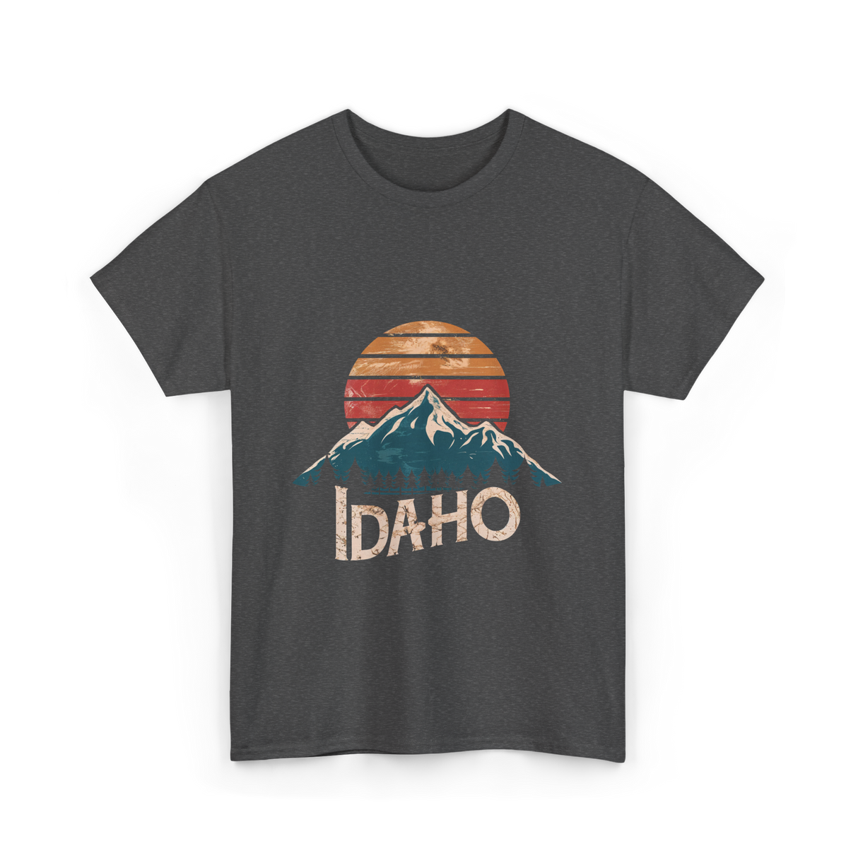 Idaho Mountains Retro Outdoors T-Shirt - Dark Heather