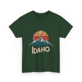 Idaho Mountains Retro Outdoors T-Shirt - Forest Green