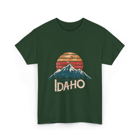 Idaho Mountains Retro Outdoors T-Shirt - Forest Green