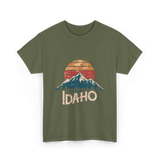 Idaho Mountains Retro Outdoors T-Shirt - Military Green