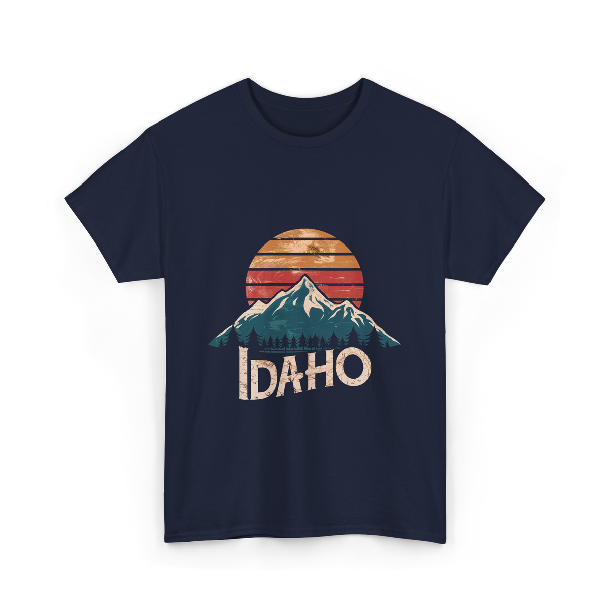 Idaho Mountains Retro Outdoors T-Shirt - Navy