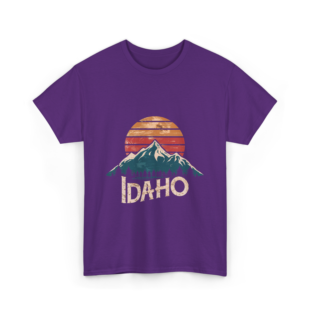 Idaho Mountains Retro Outdoors T-Shirt - Purple