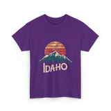 Idaho Mountains Retro Outdoors T-Shirt - Purple