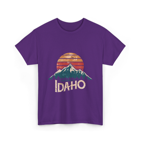 Idaho Mountains Retro Outdoors T-Shirt - Purple