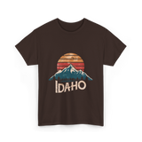 Idaho Mountains Retro Outdoors T-Shirt - Dark Chocolate