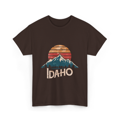 Idaho Mountains Retro Outdoors T-Shirt - Dark Chocolate