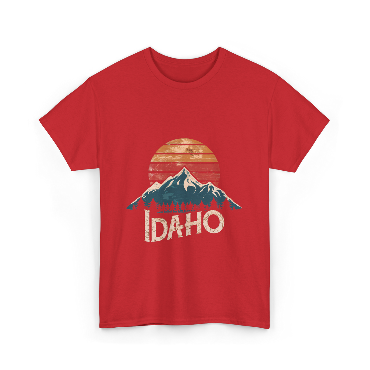 Idaho Mountains Retro Outdoors T-Shirt - Red