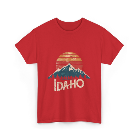 Idaho Mountains Retro Outdoors T-Shirt - Red