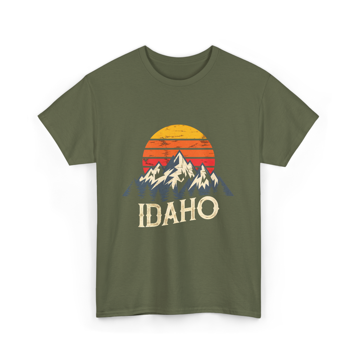 Idaho Mountains T-Shirt - Military Green