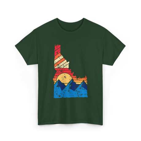Idaho Mountains Vintage Landscape T-Shirt - Forest Green