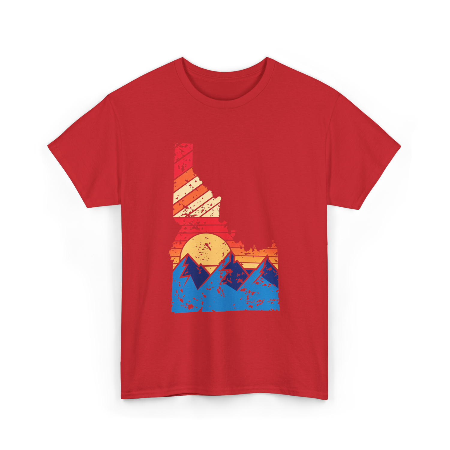 Idaho Mountains Vintage Landscape T-Shirt - Red