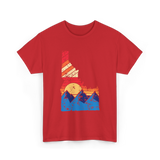 Idaho Mountains Vintage Landscape T-Shirt - Red
