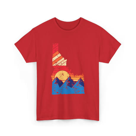 Idaho Mountains Vintage Landscape T-Shirt - Red