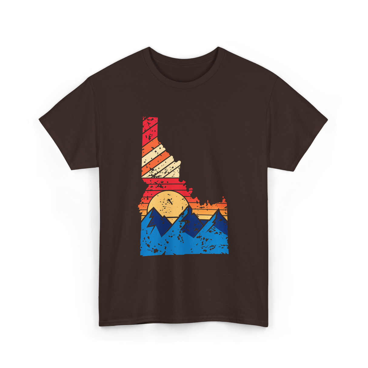 Idaho Mountains Vintage Landscape T-Shirt - Dark Chocolate