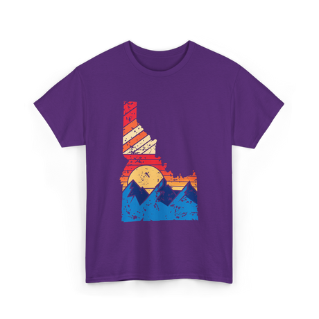 Idaho Mountains Vintage Landscape T-Shirt - Purple