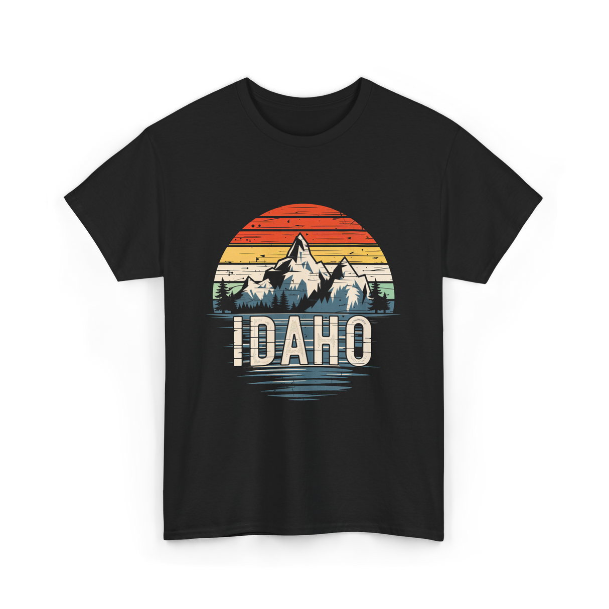 Idaho Retro Mountains Idaho T-Shirt - Black