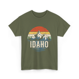 Idaho Retro Mountains Idaho T-Shirt - Military Green