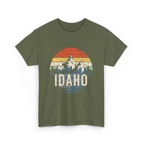 Idaho Retro Mountains Idaho T-Shirt - Military Green