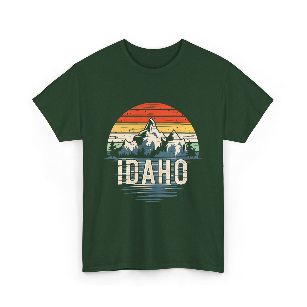 Idaho Retro Mountains Idaho T-Shirt - Forest Green