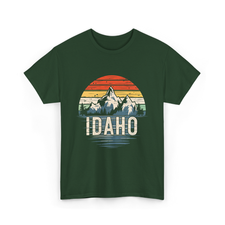 Idaho Retro Mountains Idaho T-Shirt - Forest Green