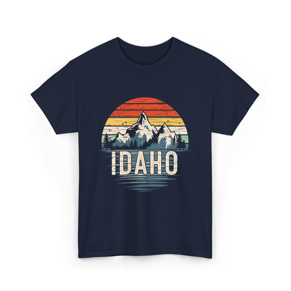 Idaho Retro Mountains Idaho T-Shirt - Navy