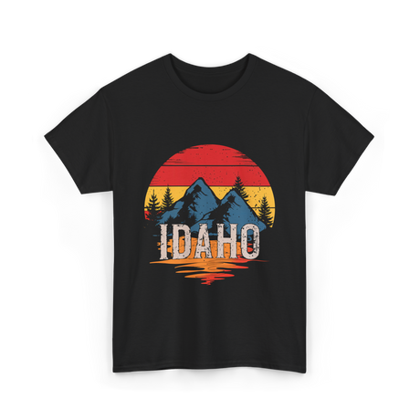 Idaho Retro Mountains Landscape T-Shirt - Black