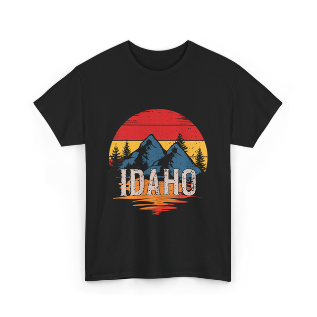 Idaho Retro Mountains Landscape T-Shirt - Black