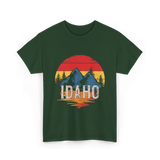 Idaho Retro Mountains Landscape T-Shirt - Forest Green