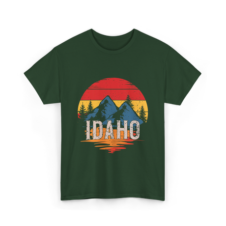 Idaho Retro Mountains Landscape T-Shirt - Forest Green