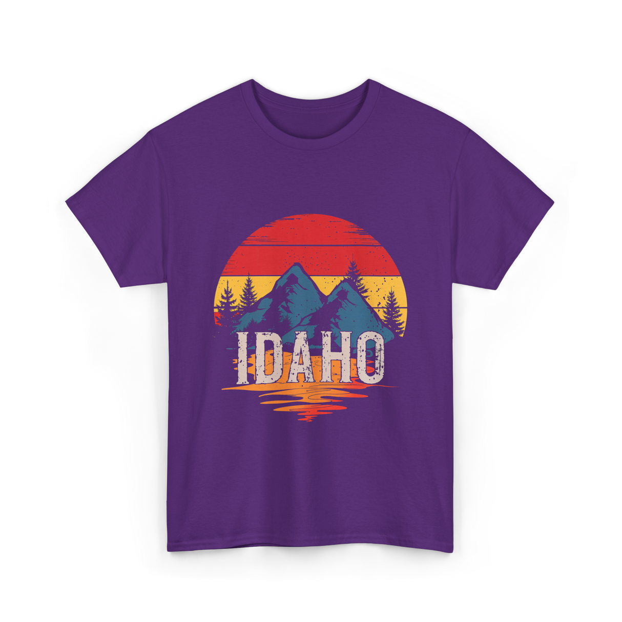 Idaho Retro Mountains Landscape T-Shirt - Purple