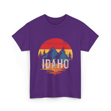 Idaho Retro Mountains Landscape T-Shirt - Purple