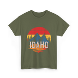 Idaho Retro Mountains Landscape T-Shirt - Military Green