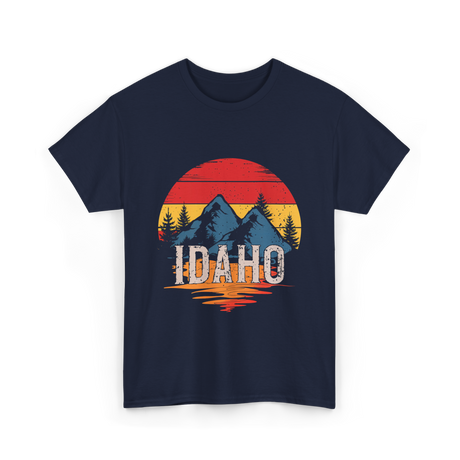 Idaho Retro Mountains Landscape T-Shirt - Navy