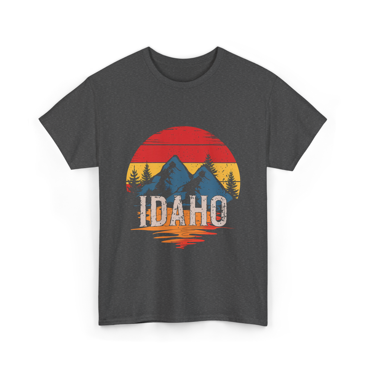 Idaho Retro Mountains Landscape T-Shirt - Dark Heather