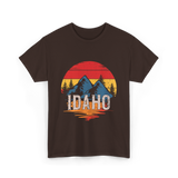 Idaho Retro Mountains Landscape T-Shirt - Dark Chocolate