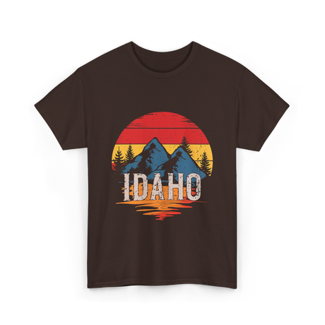 Idaho Retro Mountains Landscape T-Shirt - Dark Chocolate