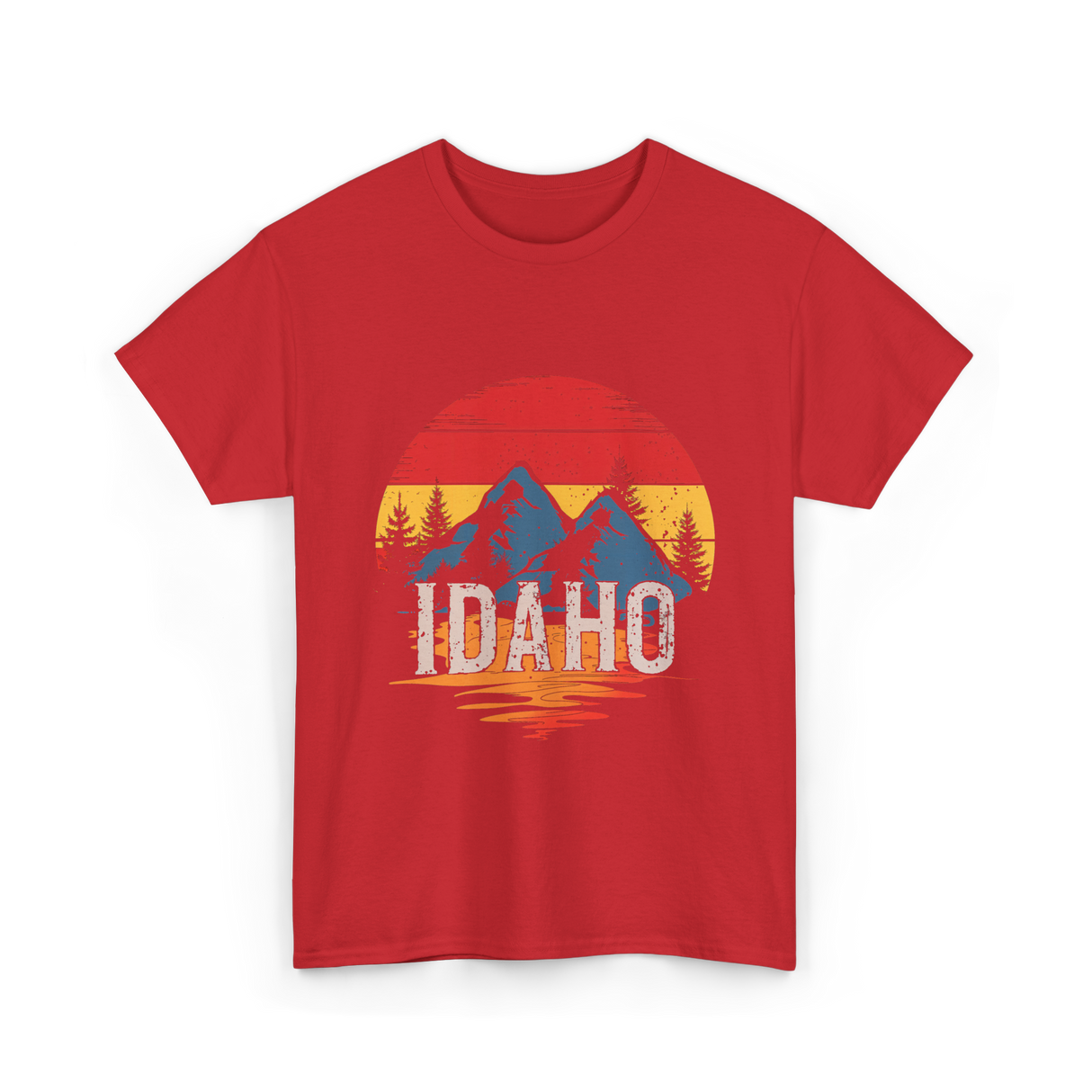 Idaho Retro Mountains Landscape T-Shirt - Red