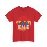 Idaho Retro Mountains Landscape T-Shirt - Red