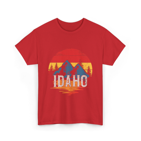 Idaho Retro Mountains Landscape T-Shirt - Red