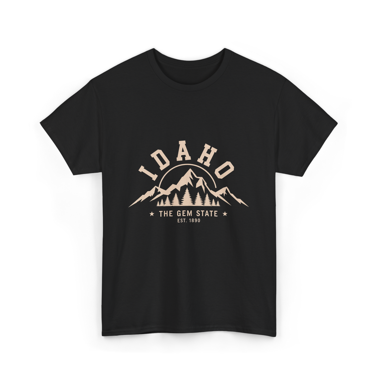 Idaho State Mountains T-Shirt - Black