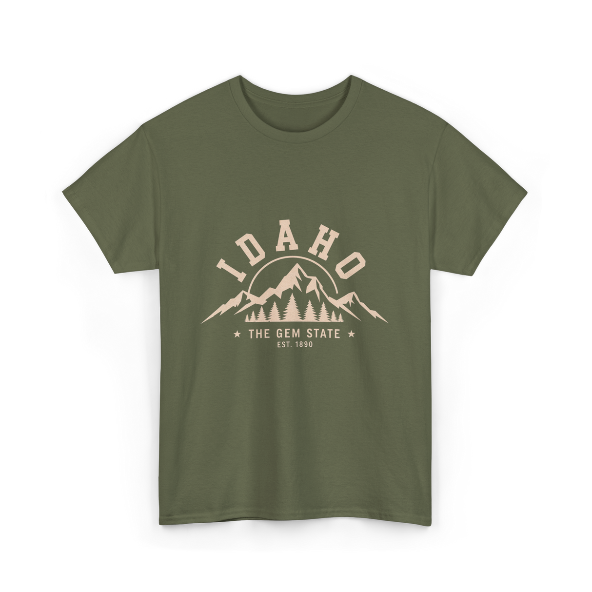 Idaho State Mountains T-Shirt - Military Green